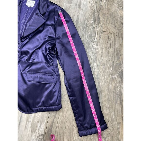 Armani Collezioni Satin Puffer Blazer Jacket 14 Purple Single Button - Picture 10 of 10